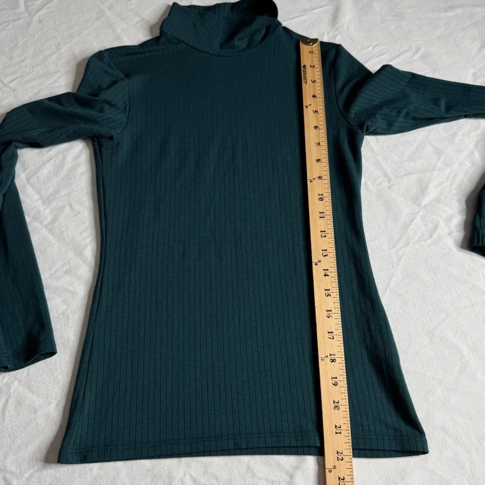 Uniqlo Heattech Extra Warm Ribbed Turtleneck T-shirt Teal Womens‎ Size Small